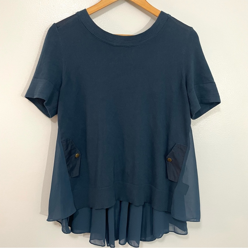 Anthropologie MOTH Backstory Dark Teal Blouse Top Small